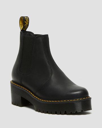 Botines Dr Martens Rometty Wyoming Cuero Plataforma Mujer Negros | MX 697KOR